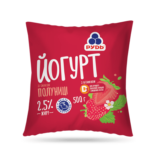 Йогурт РУДЬ полуничний з вітаміном D3 2,5%, 500г